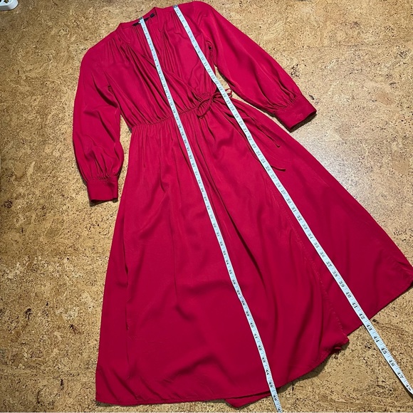 Uniqlo Red Long Sleeve Rayon Wrap Dress / Cover up Sz XXS - Picture 10 of 16